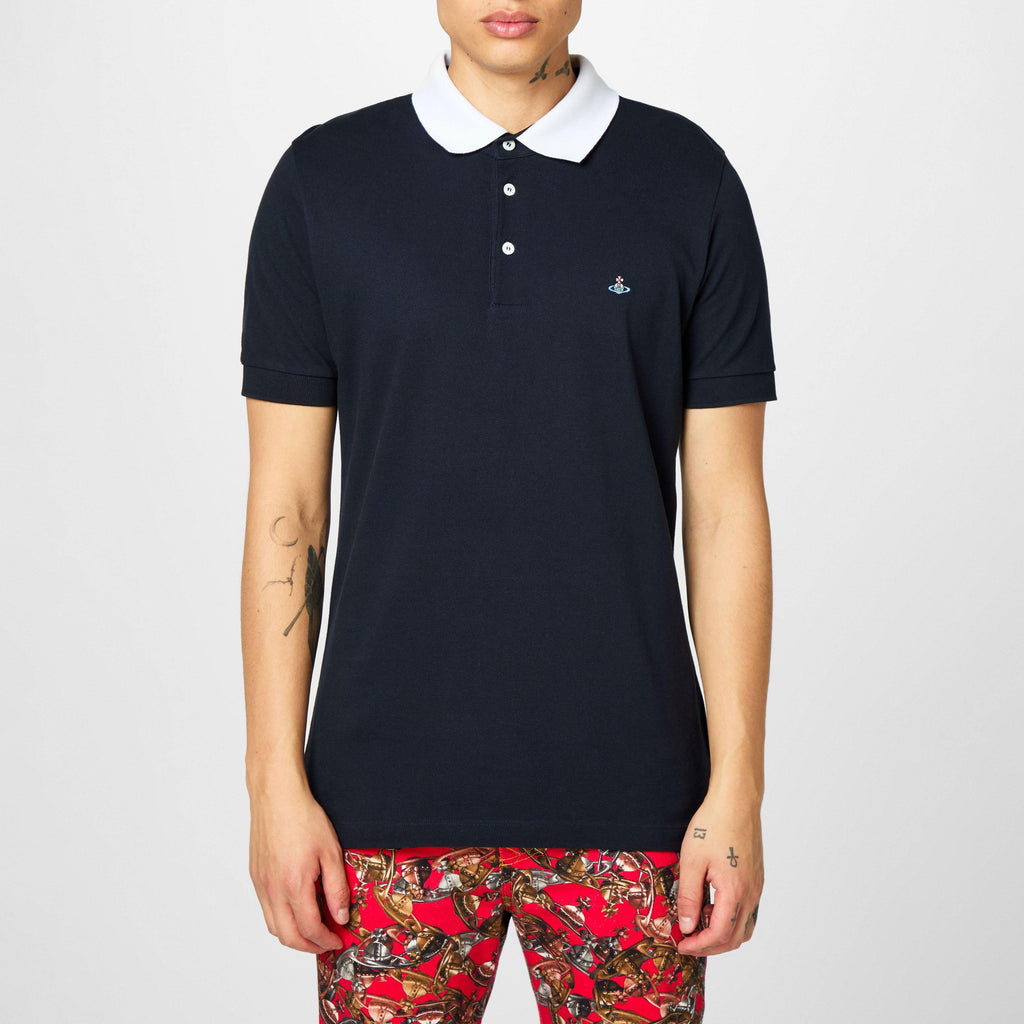 Men's Plain Cotton Contrasting Collar Polo Shirt