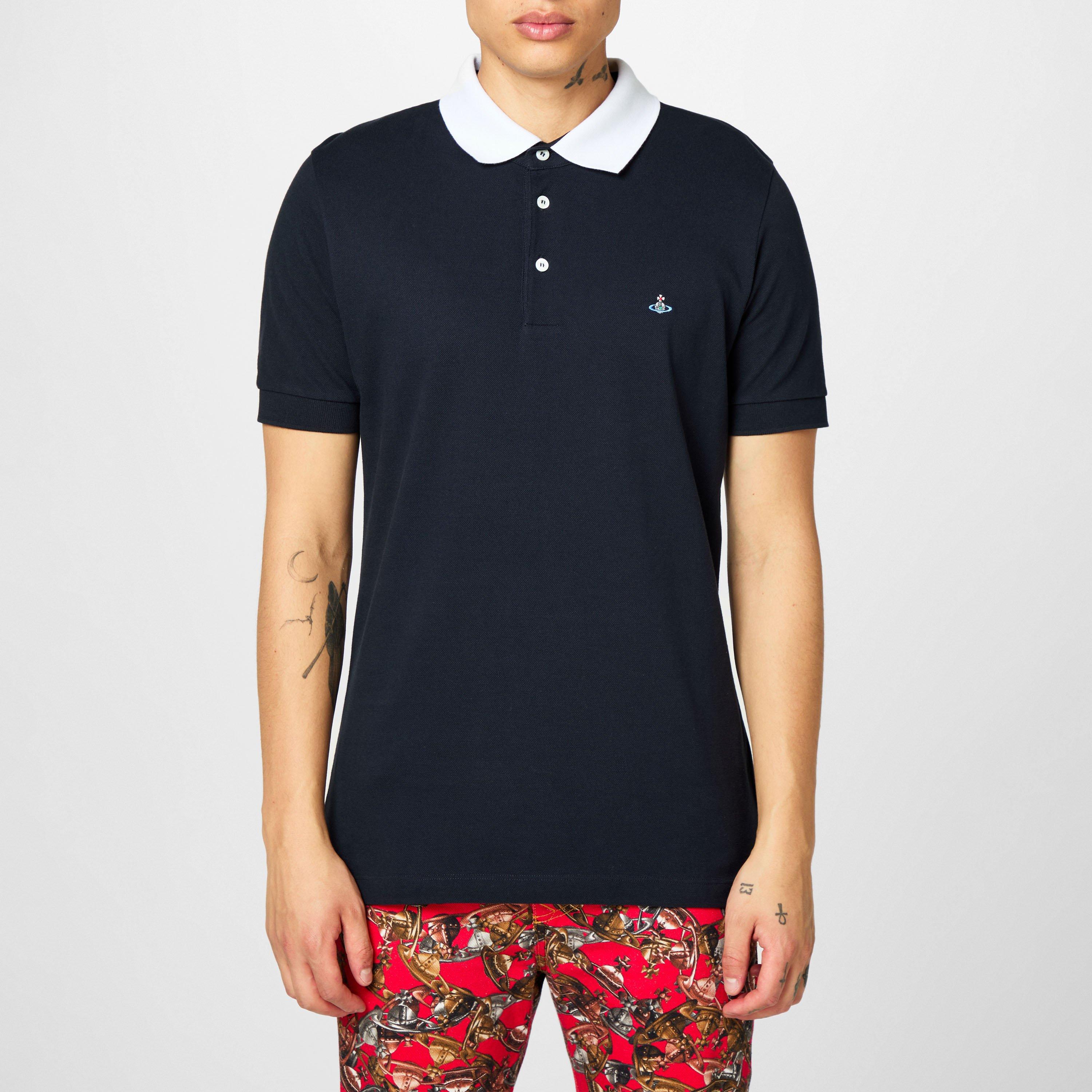 Men's Plain Cotton Contrasting Collar Polo Shirt