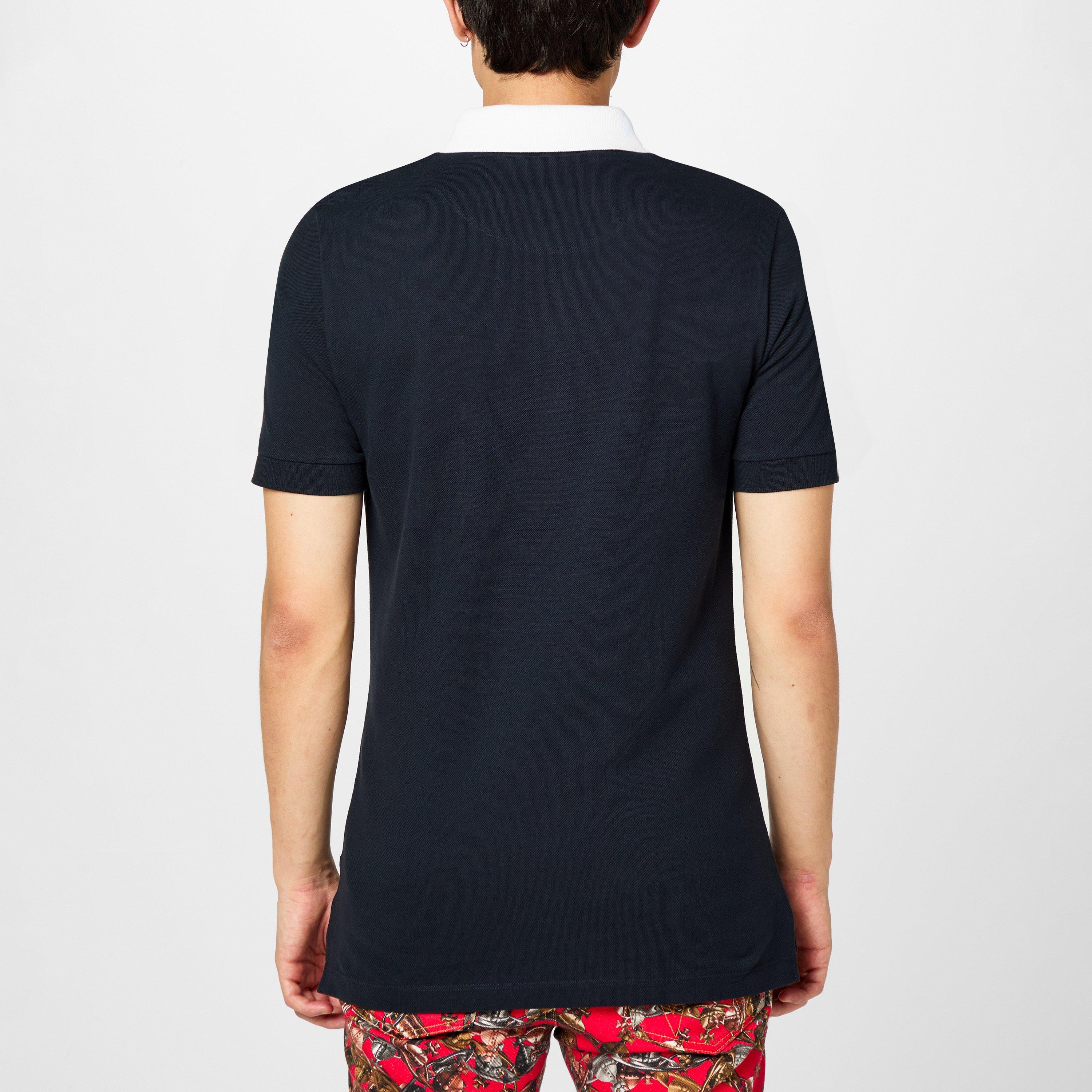 Men's Plain Cotton Contrasting Collar Polo Shirt