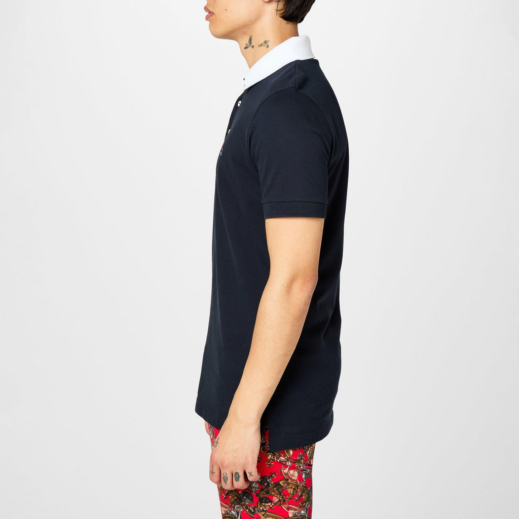 Men's Plain Cotton Contrasting Collar Polo Shirt