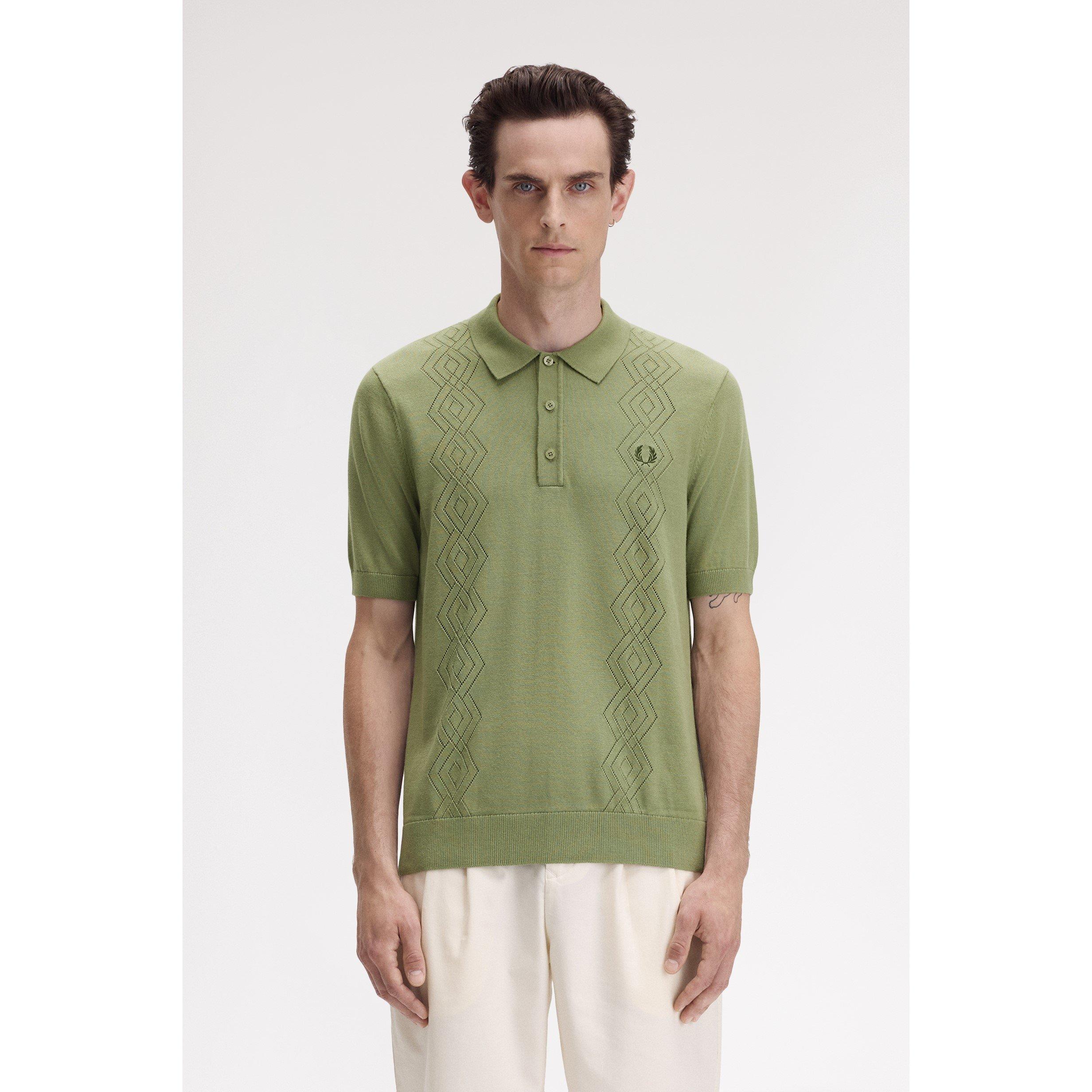 Pointelle Short-Sleeve Polo Shirt
