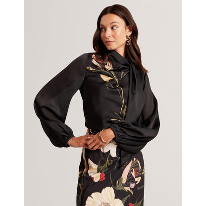 Tie Neck Long-Sleeve Blouse