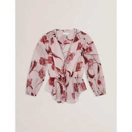 Woven Print Long-Sleeve Blouse