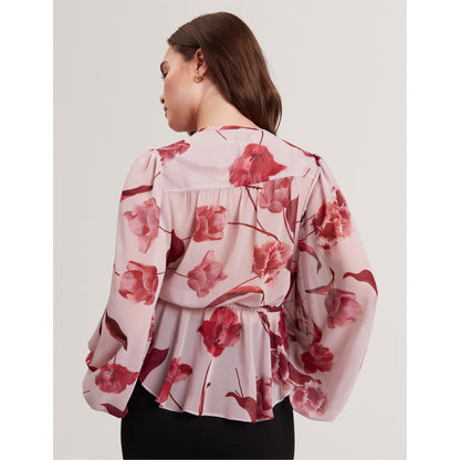 Woven Print Long-Sleeve Blouse