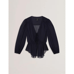 Woven Print Long-Sleeve Blouse