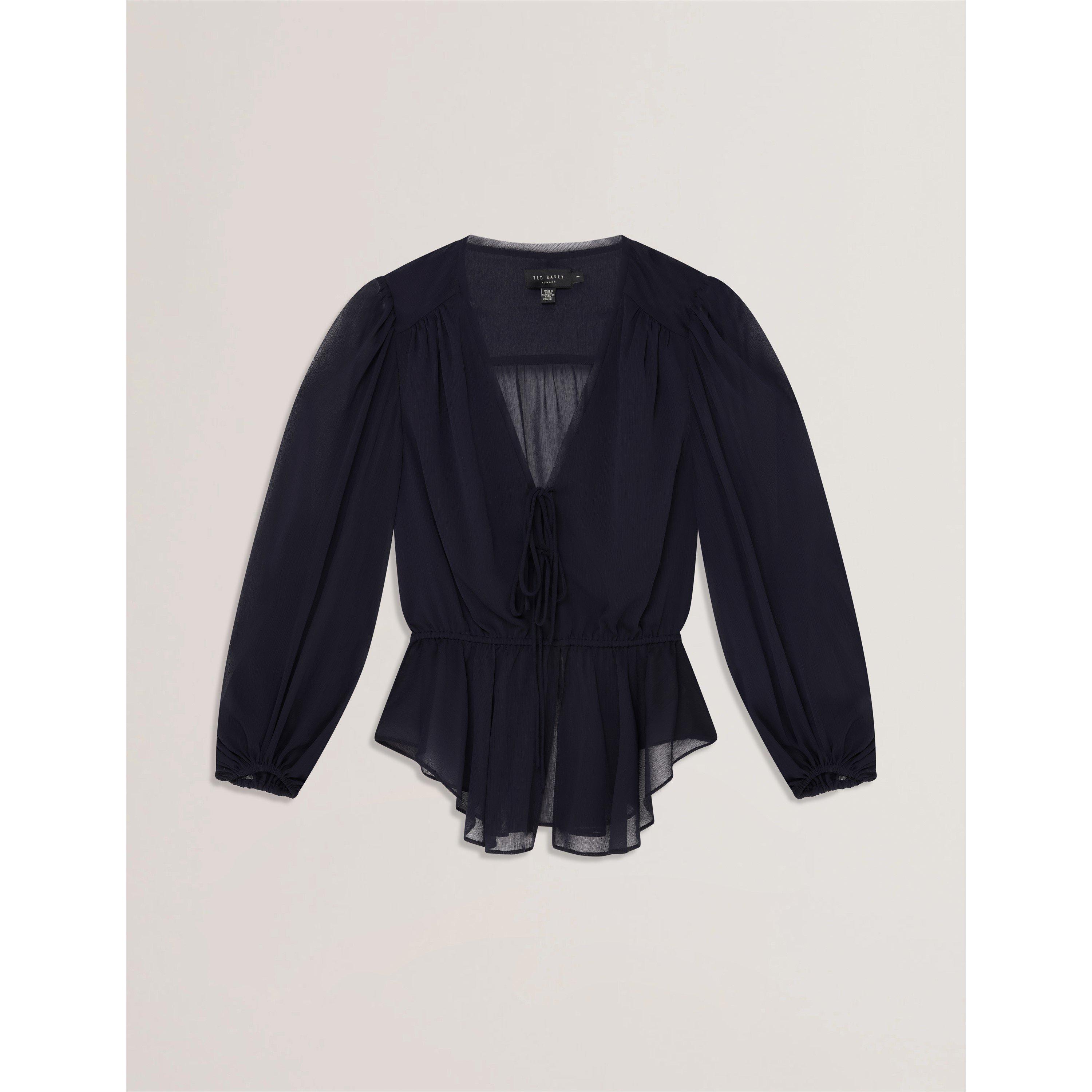 Woven Print Long-Sleeve Blouse