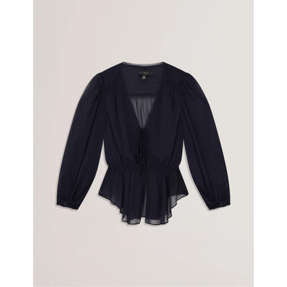 Woven Print Long-Sleeve Blouse