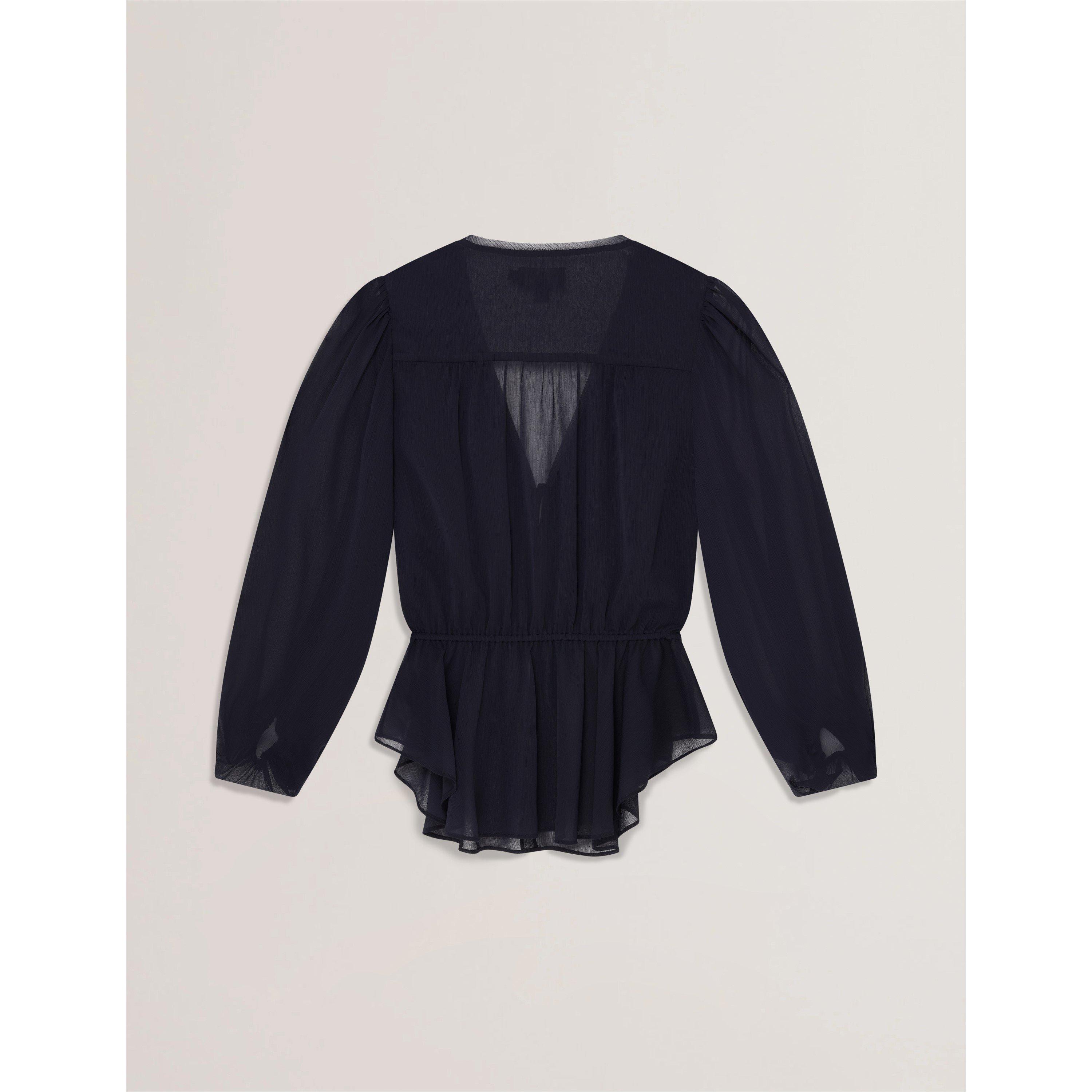 Woven Print Long-Sleeve Blouse