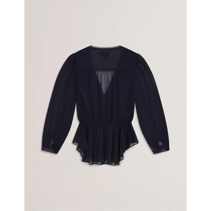 Woven Print Long-Sleeve Blouse
