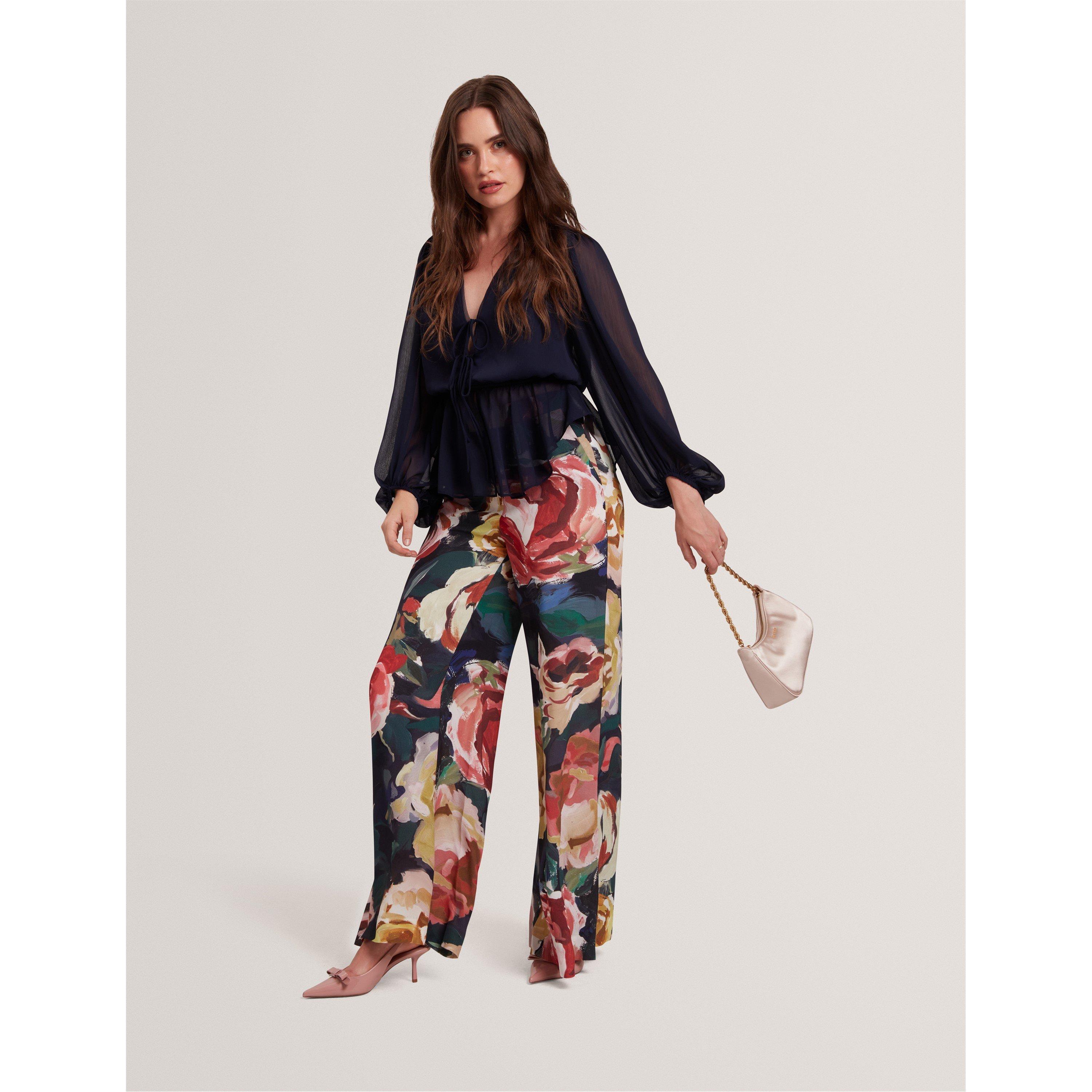 Woven Print Long-Sleeve Blouse