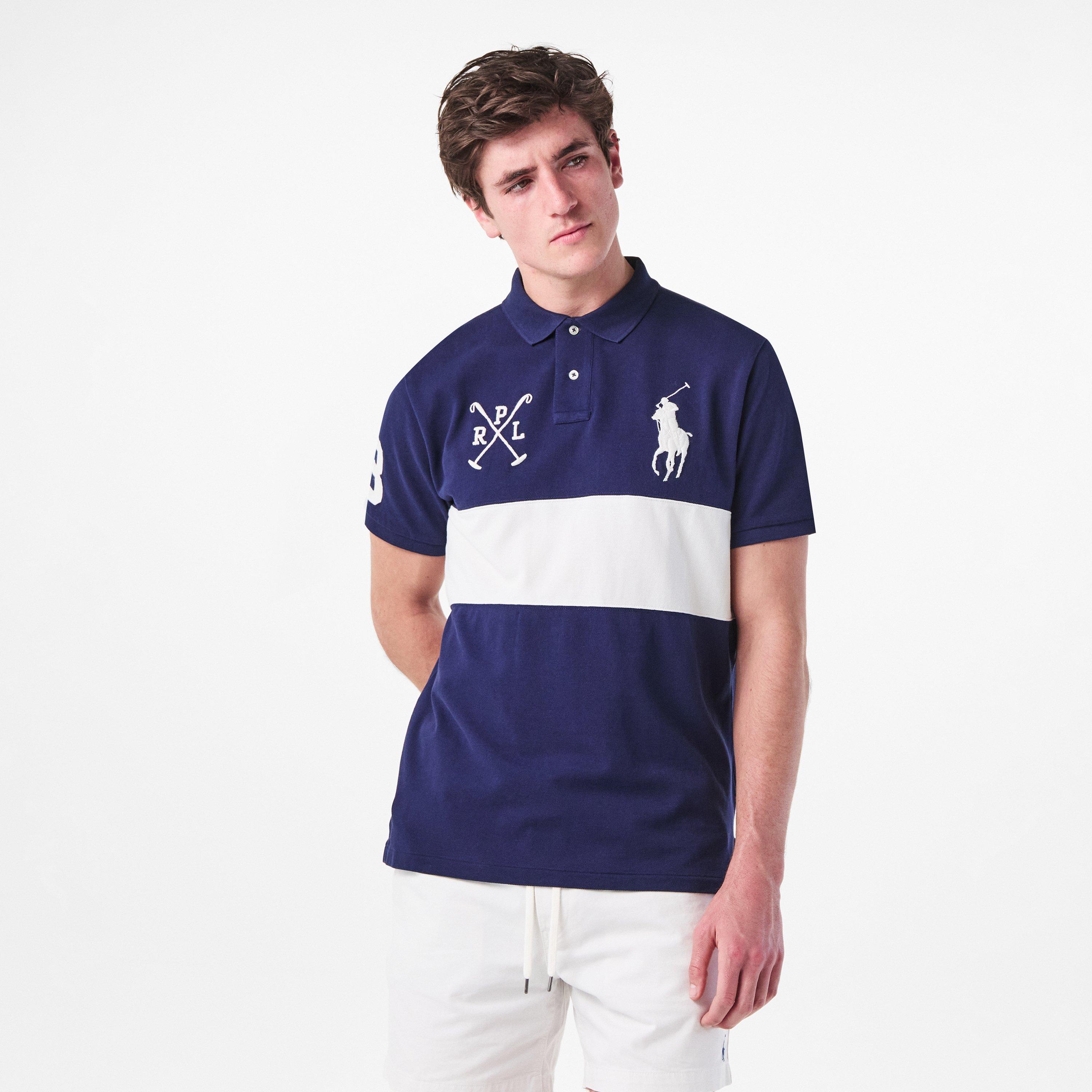 Men's Chest Stripe Short-Sleeve Polo Shirt