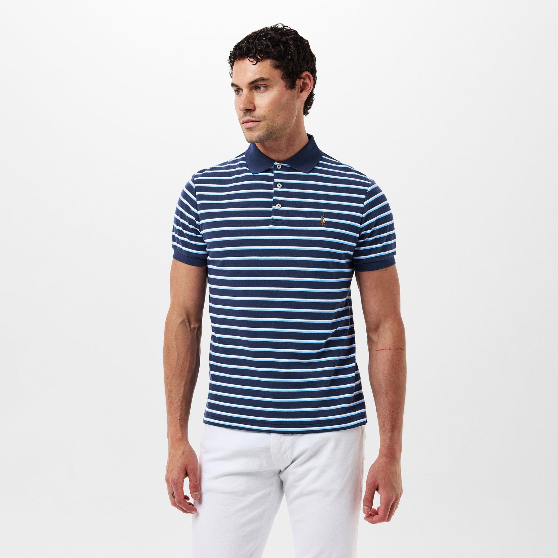 Men's Pima Stripe Short-Sleeve Polo Shirt