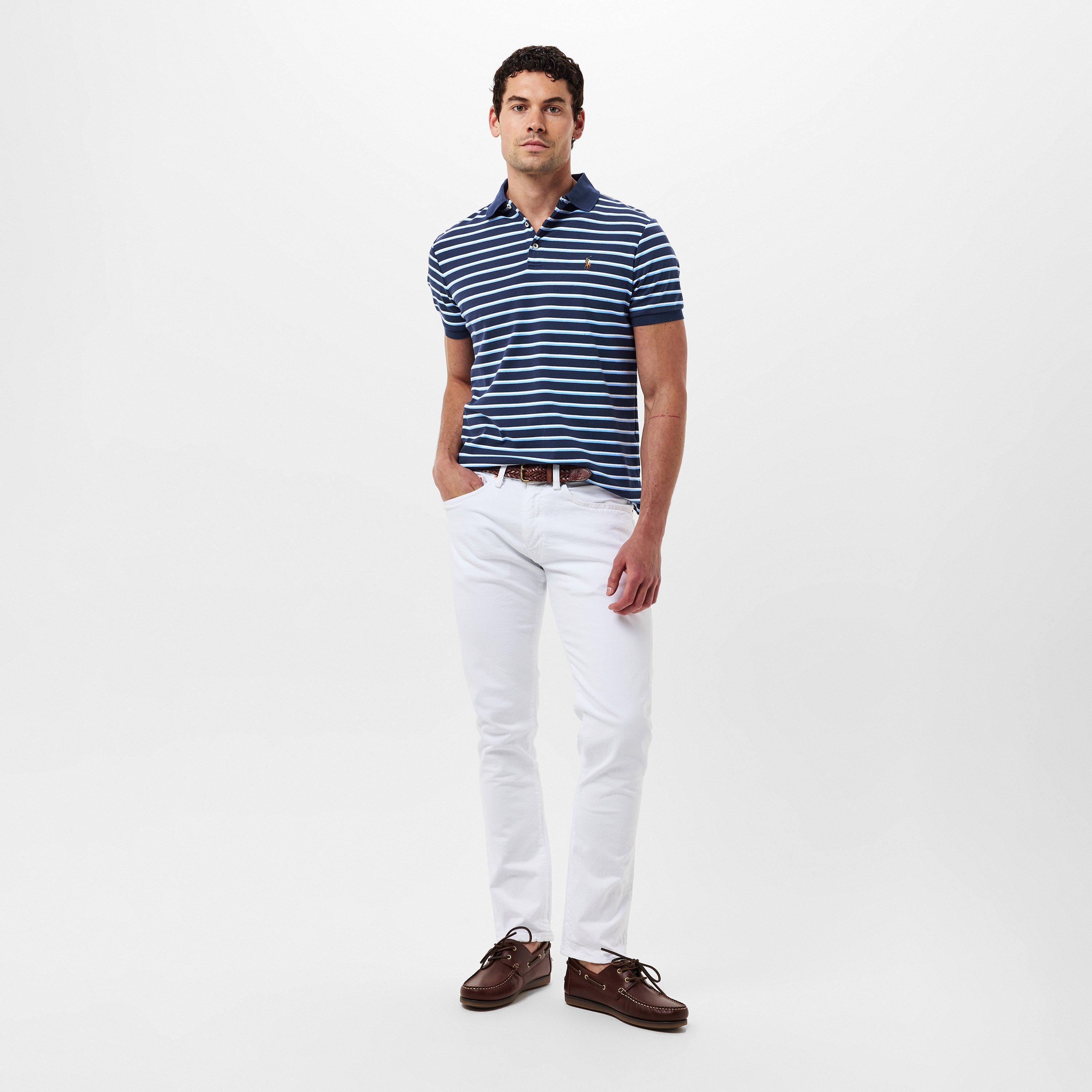 Pima Cotton Stripe Tailored Fit Short Sleeve Shirt