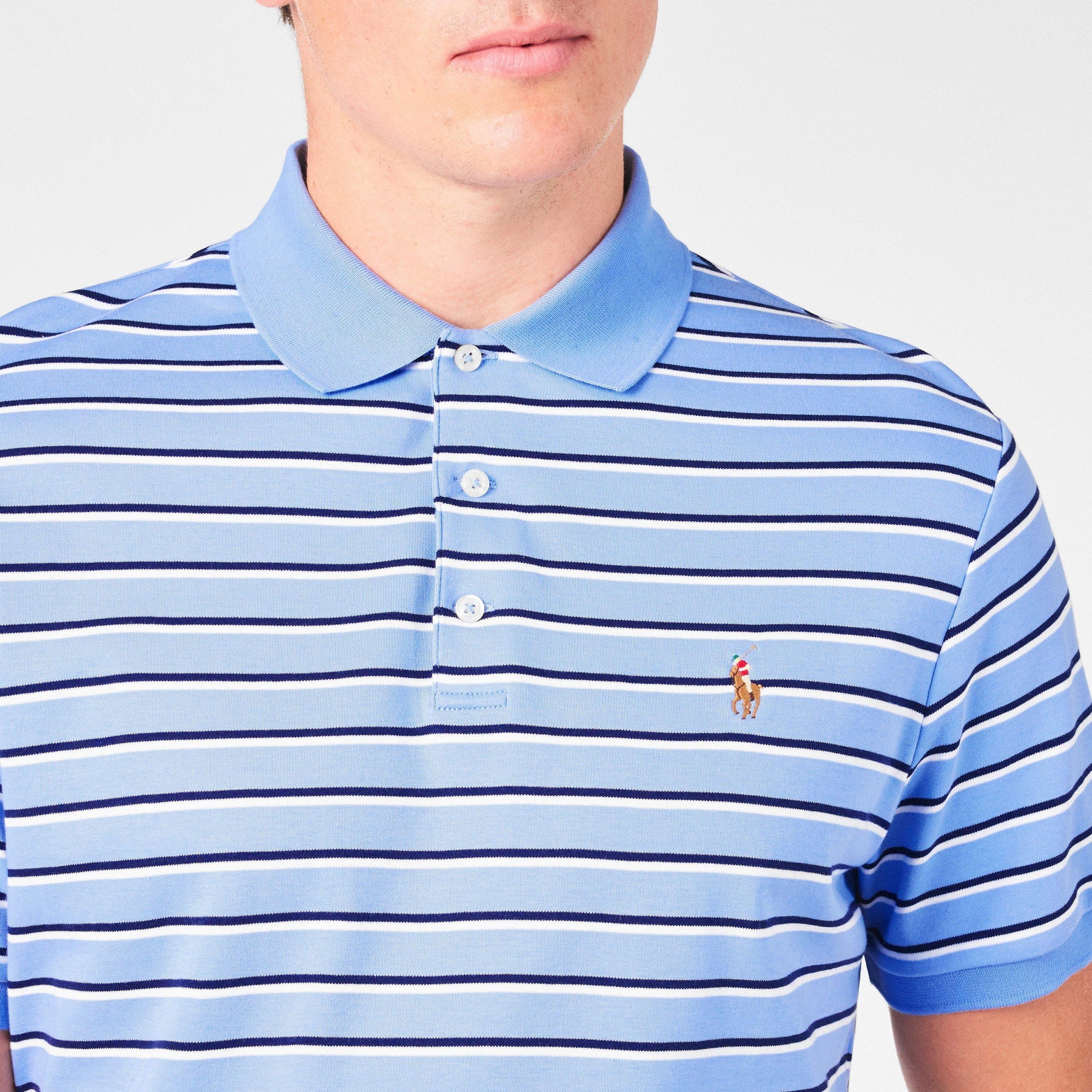 Men's Pima Stripe Short-Sleeve Polo Shirt