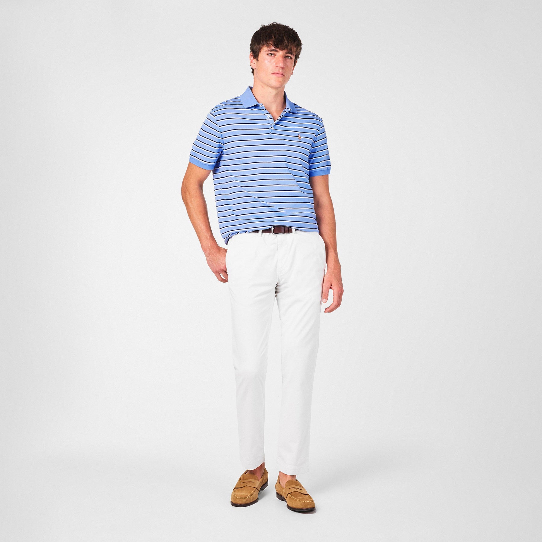 Men's Pima Stripe Short-Sleeve Polo Shirt