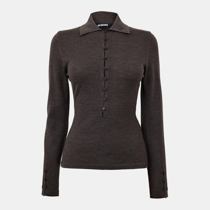 Jacquard Long Sleeve Blouse