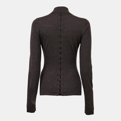 Jacquard Long Sleeve Blouse