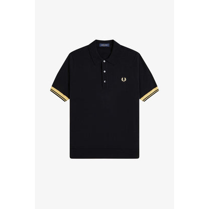 Knitted Cuff Short Sleeve Polo Shirt