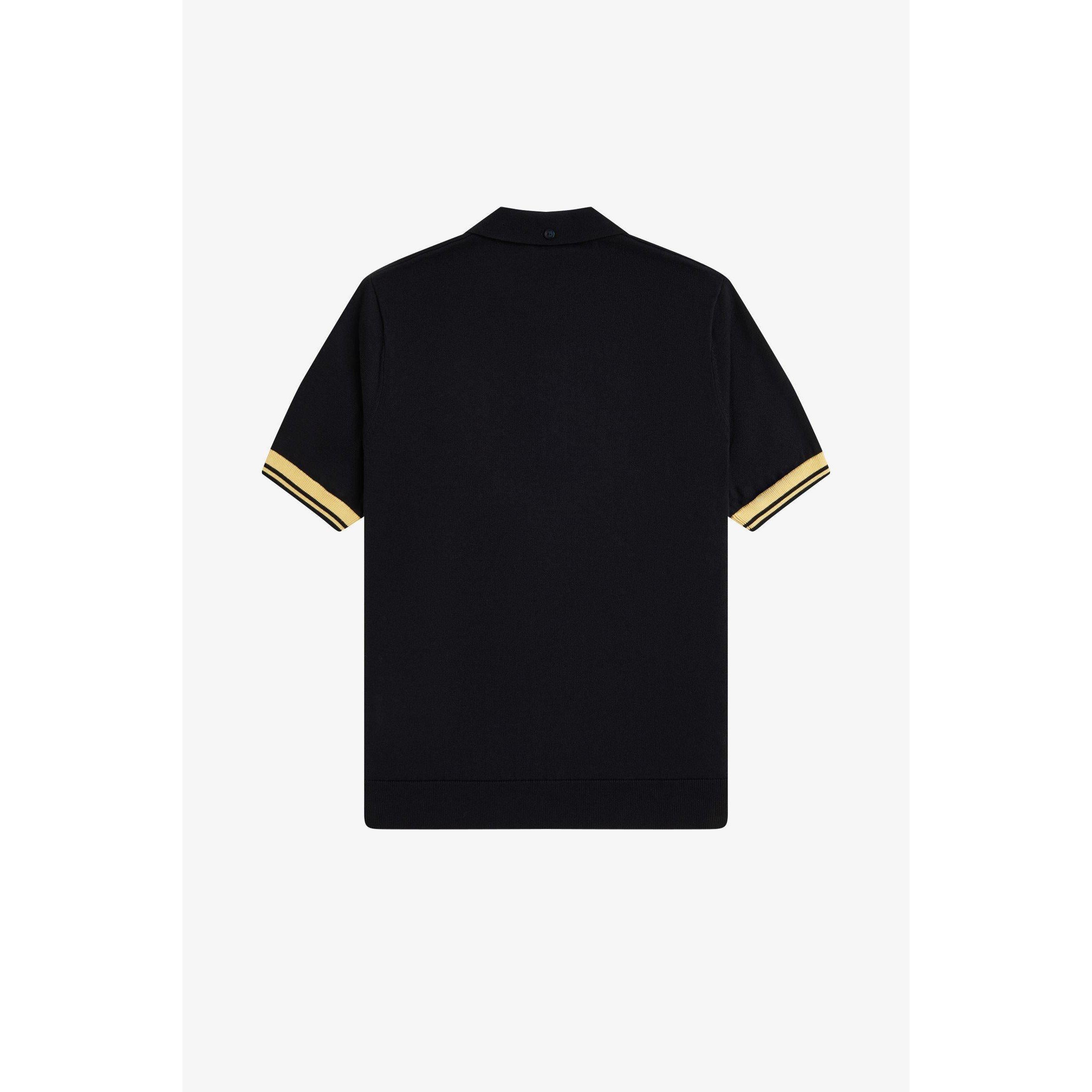 Knitted Cuff Short Sleeve Polo Shirt