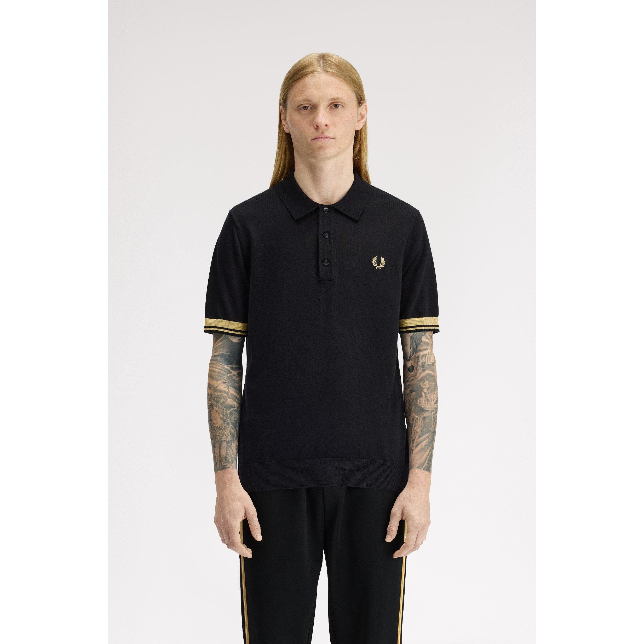 Knitted Cuff Short Sleeve Polo Shirt