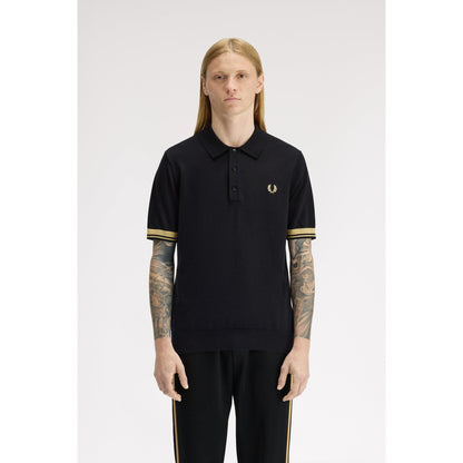 Knitted Cuff Short Sleeve Polo Shirt