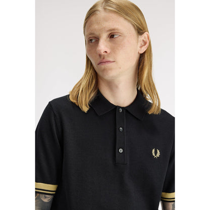 Knitted Cuff Short Sleeve Polo Shirt
