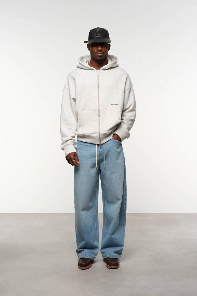 Box zip hoodie grey marl/black