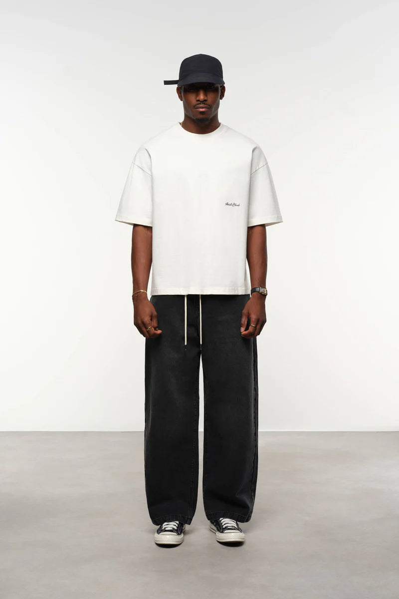 Banner t-shirt - oat/black
