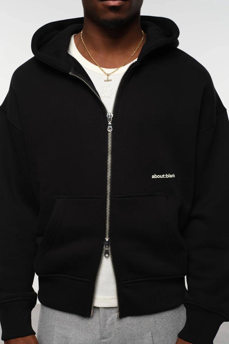 Box zip hoodie - black/ecru
