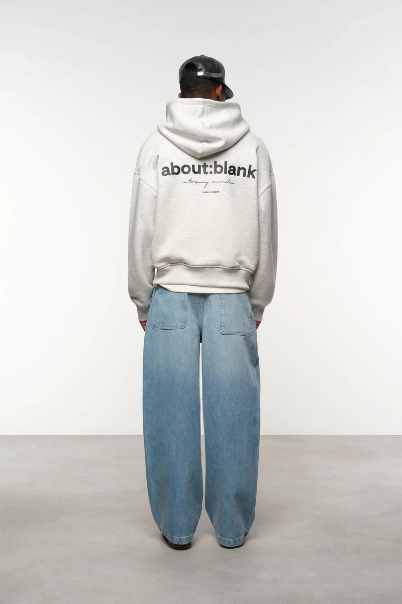 Box zip hoodie grey marl/black