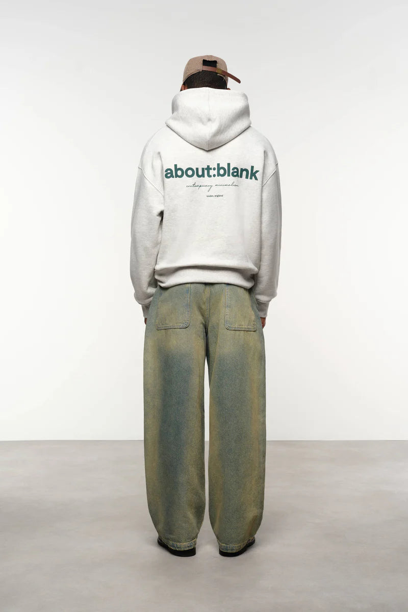 Box hoodie - grey marl/epsom green