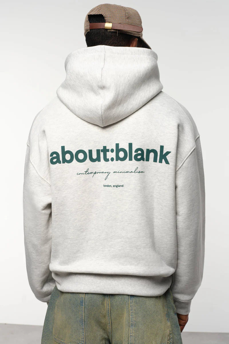 Box hoodie - grey marl/epsom green