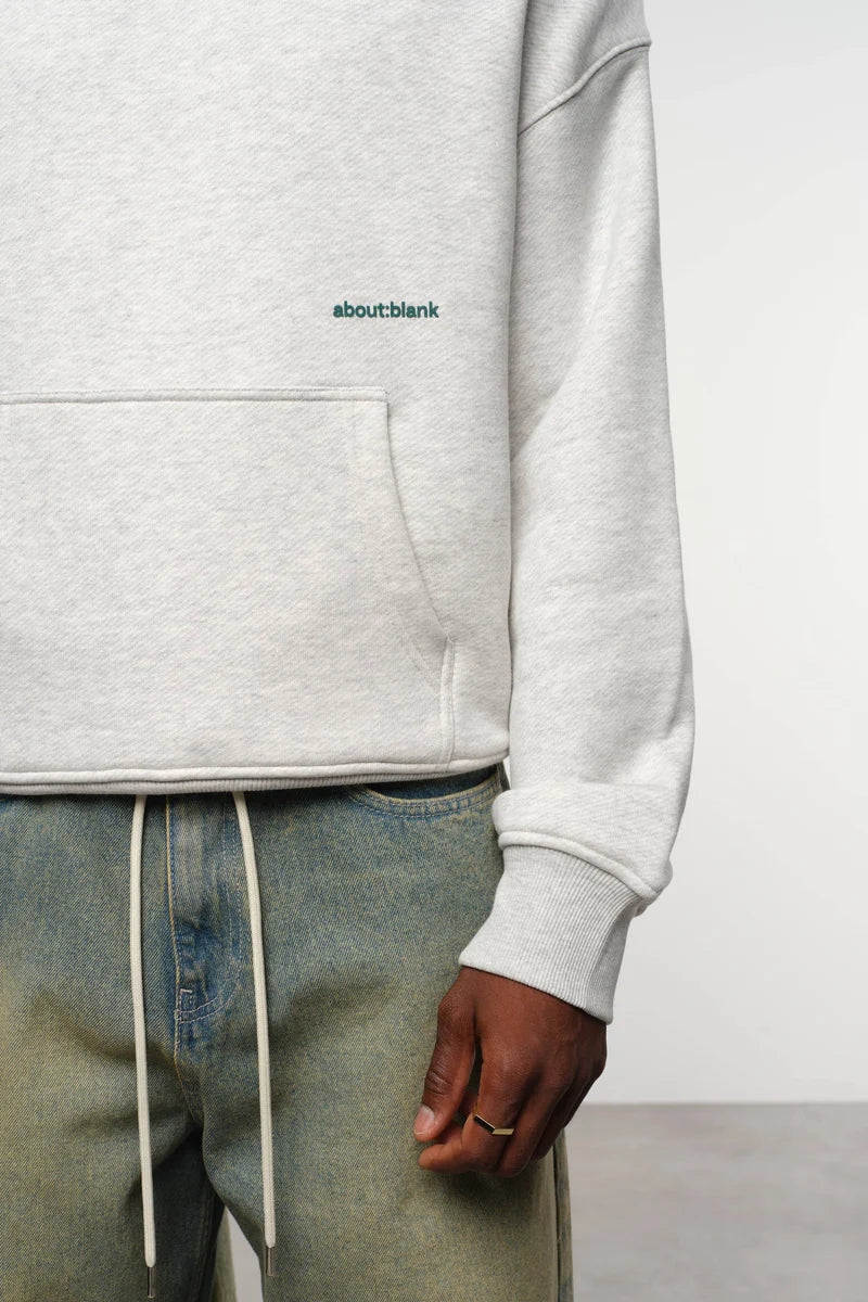 Box hoodie - grey marl/epsom green