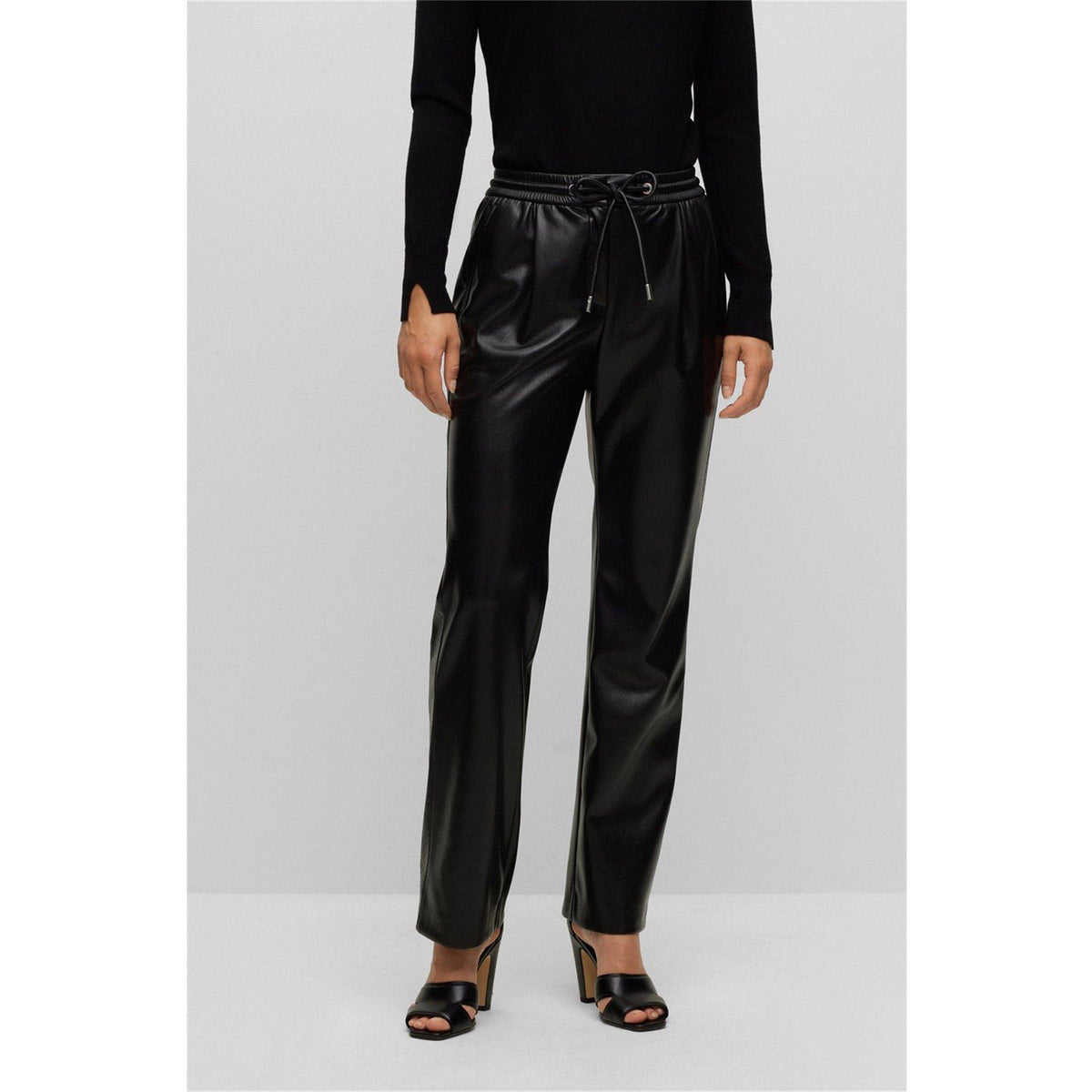 Women's Tareta Straight Trousers, Premium Faux Leather