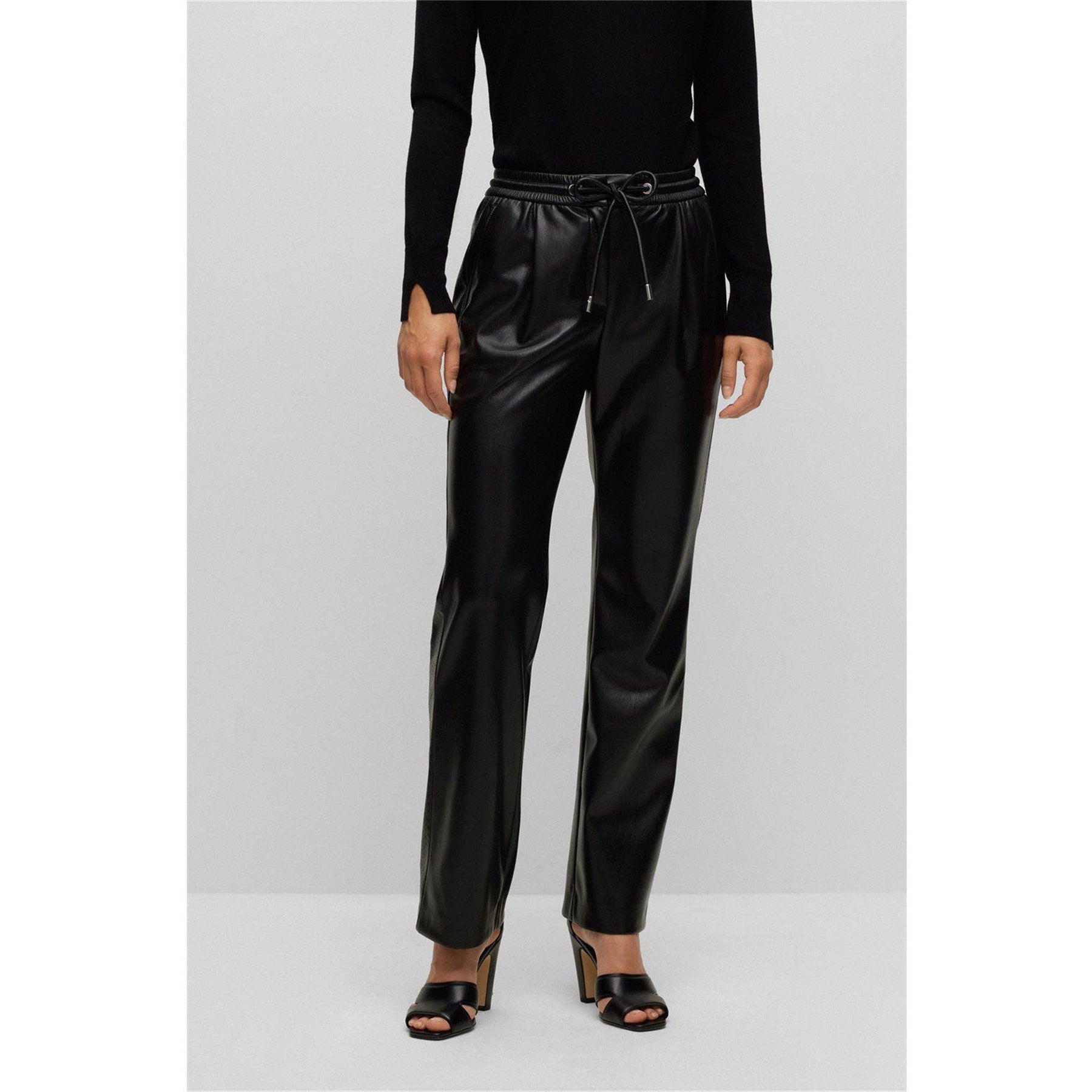 Women's Tareta Straight Trousers, Premium Faux Leather