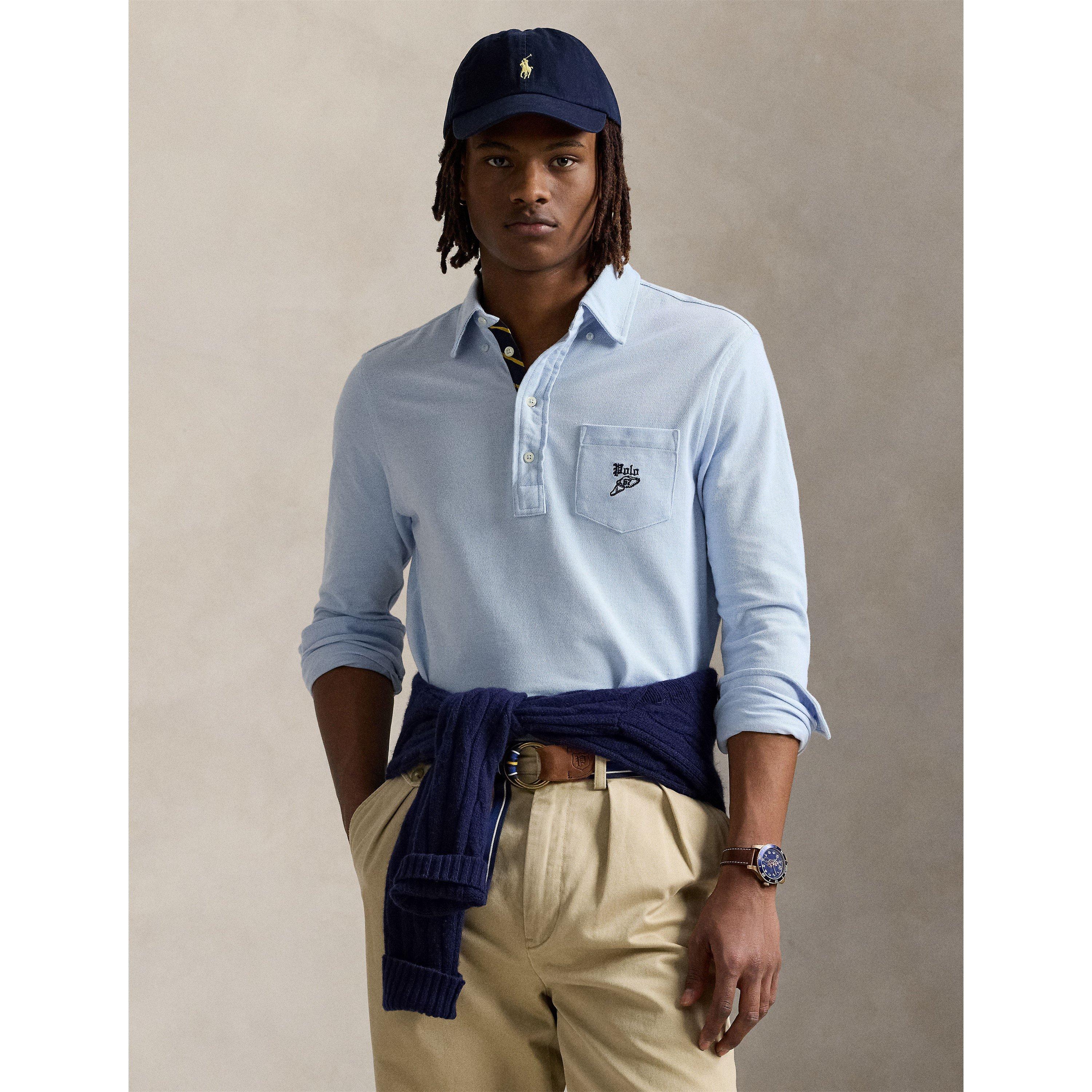 Embroidered Logo Chest Pocket Long Sleeve Shirt