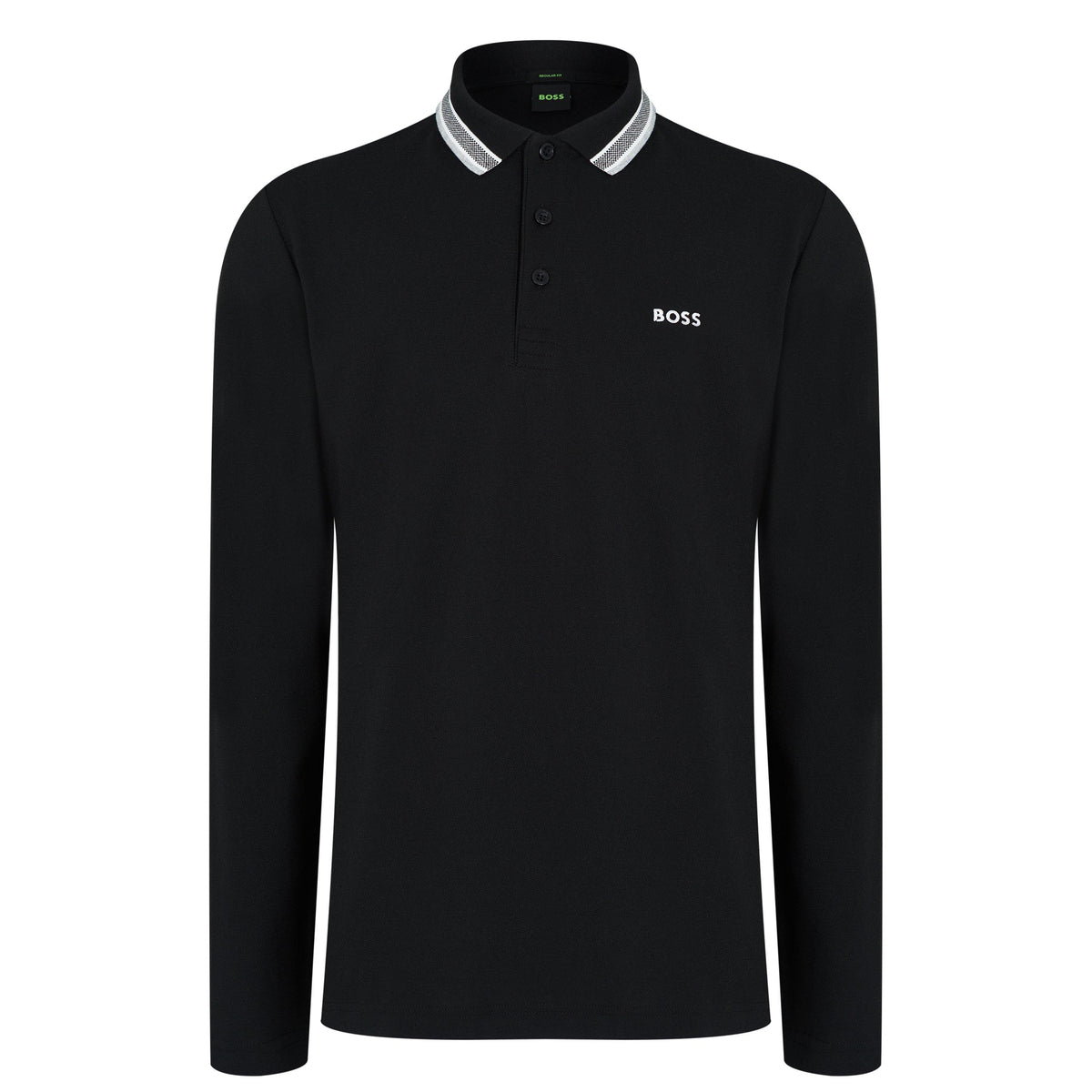 Men's Plisy Long-Sleeve Tipped Collar Polo Shirt
