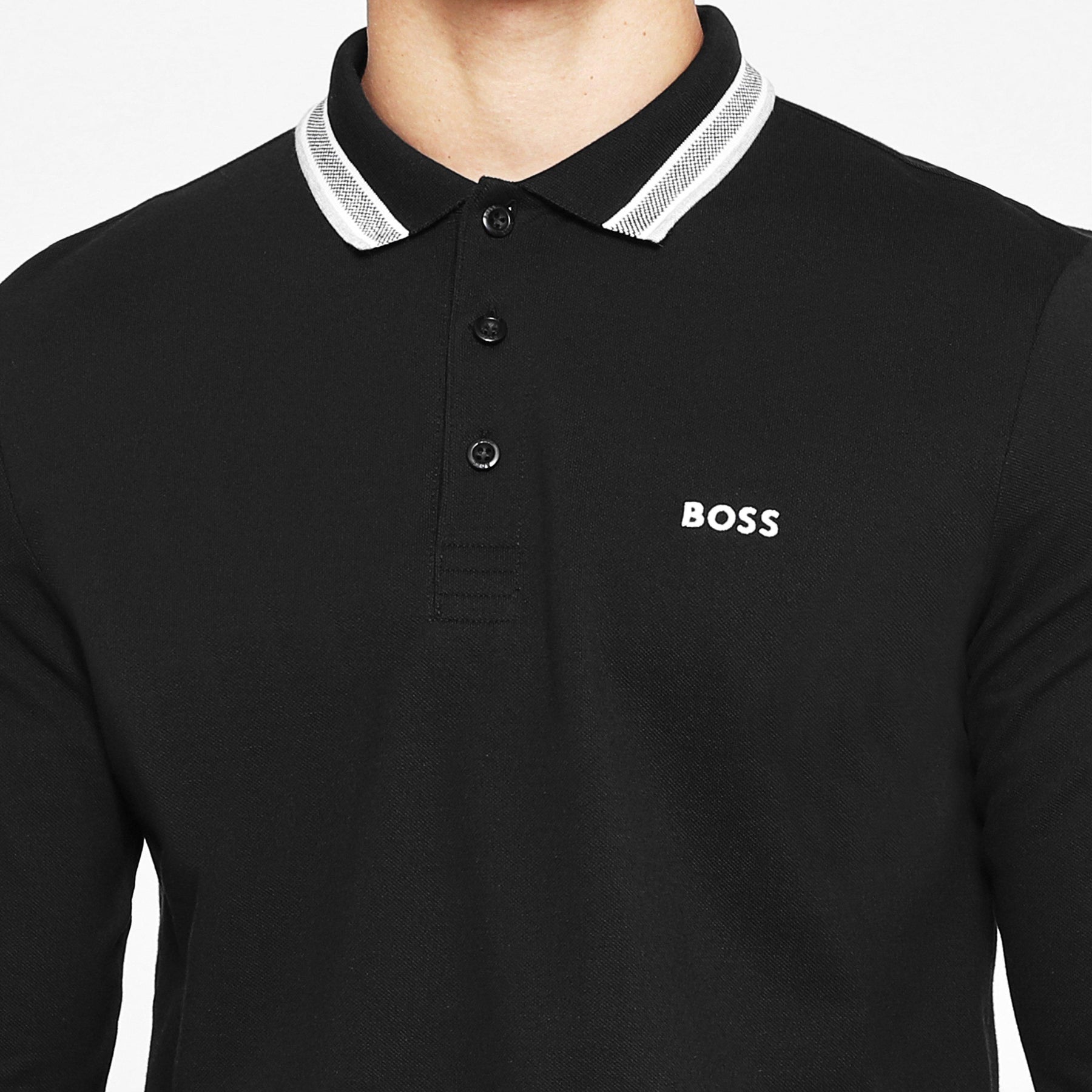 Men's Plisy Long-Sleeve Tipped Collar Polo Shirt