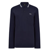 Men's Plisy Long-Sleeve Tipped Collar Polo Shirt