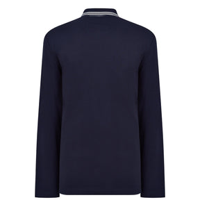 Men's Plisy Long-Sleeve Tipped Collar Polo Shirt