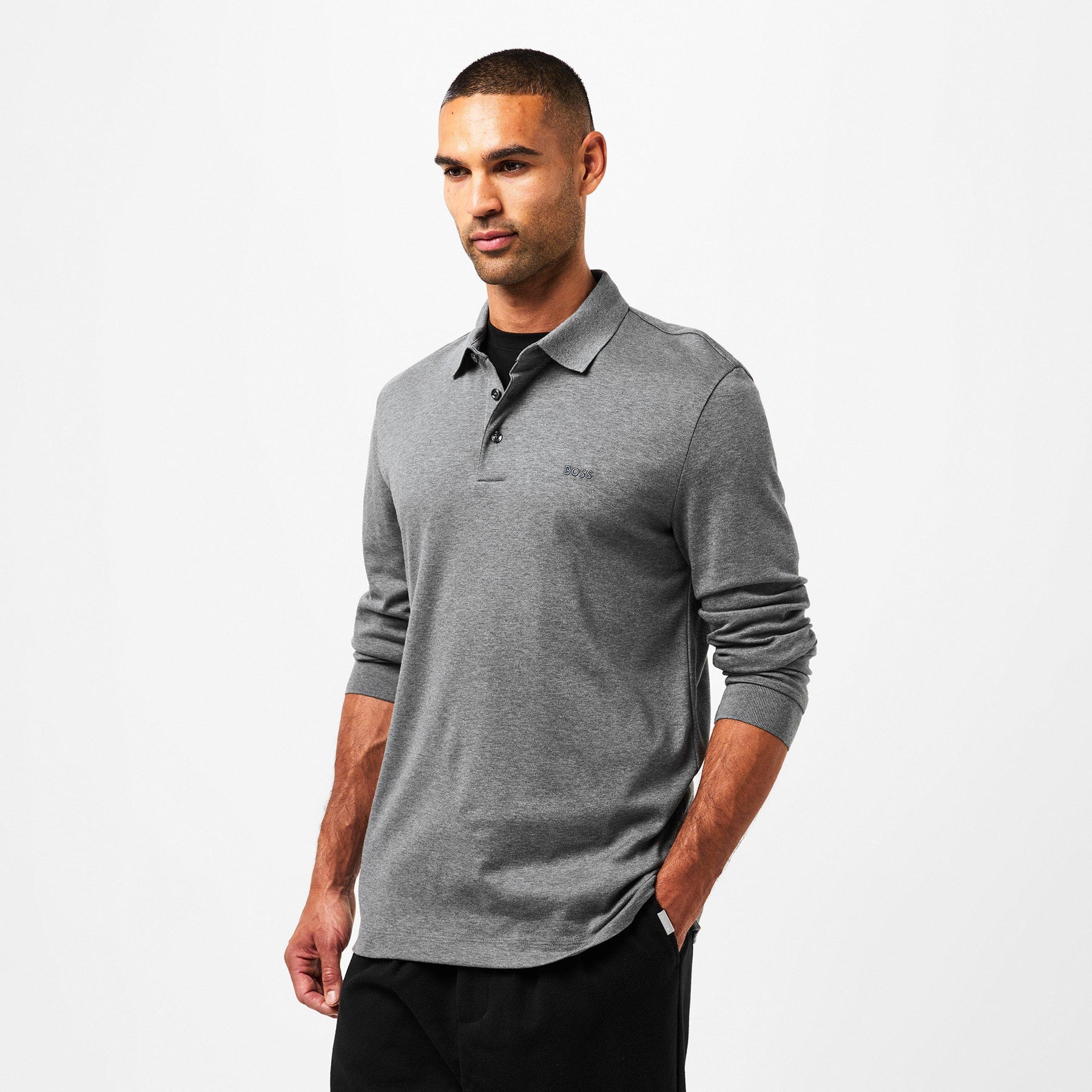 Men's HBB Pado 30 Long-Sleeve Polo Shirt, Iconic Logo Embroidered