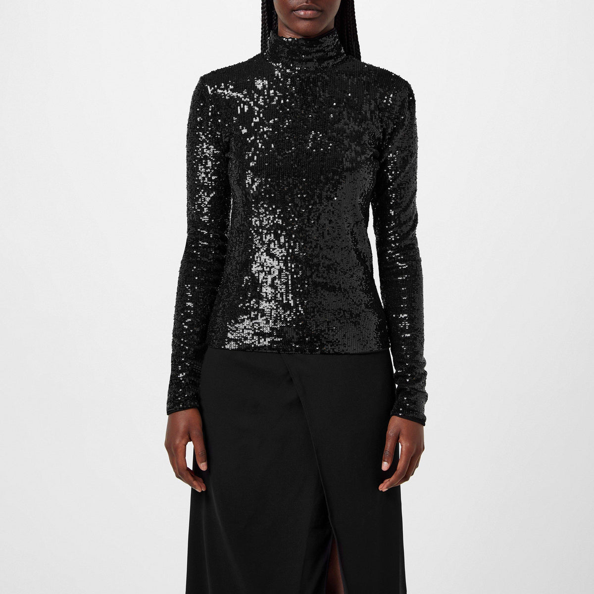 Sequinned Mesh Roll Neck