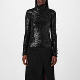 Sequinned Mesh Roll Neck