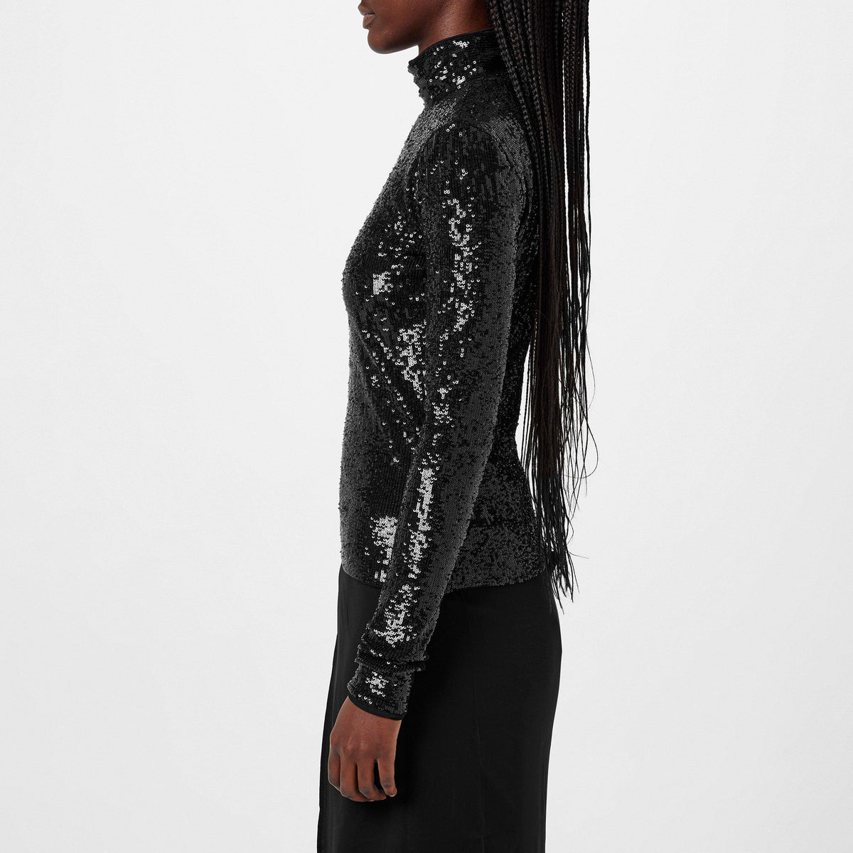 Sequinned Mesh Roll Neck