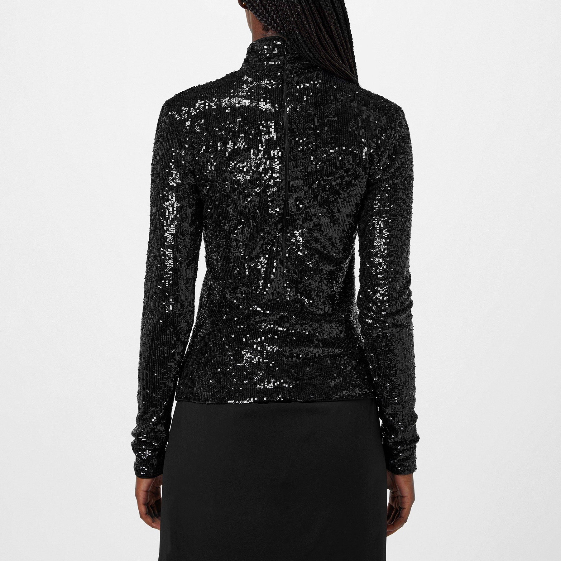 Sequinned Mesh Roll Neck