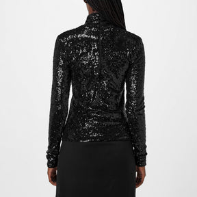Sequinned Mesh Roll Neck