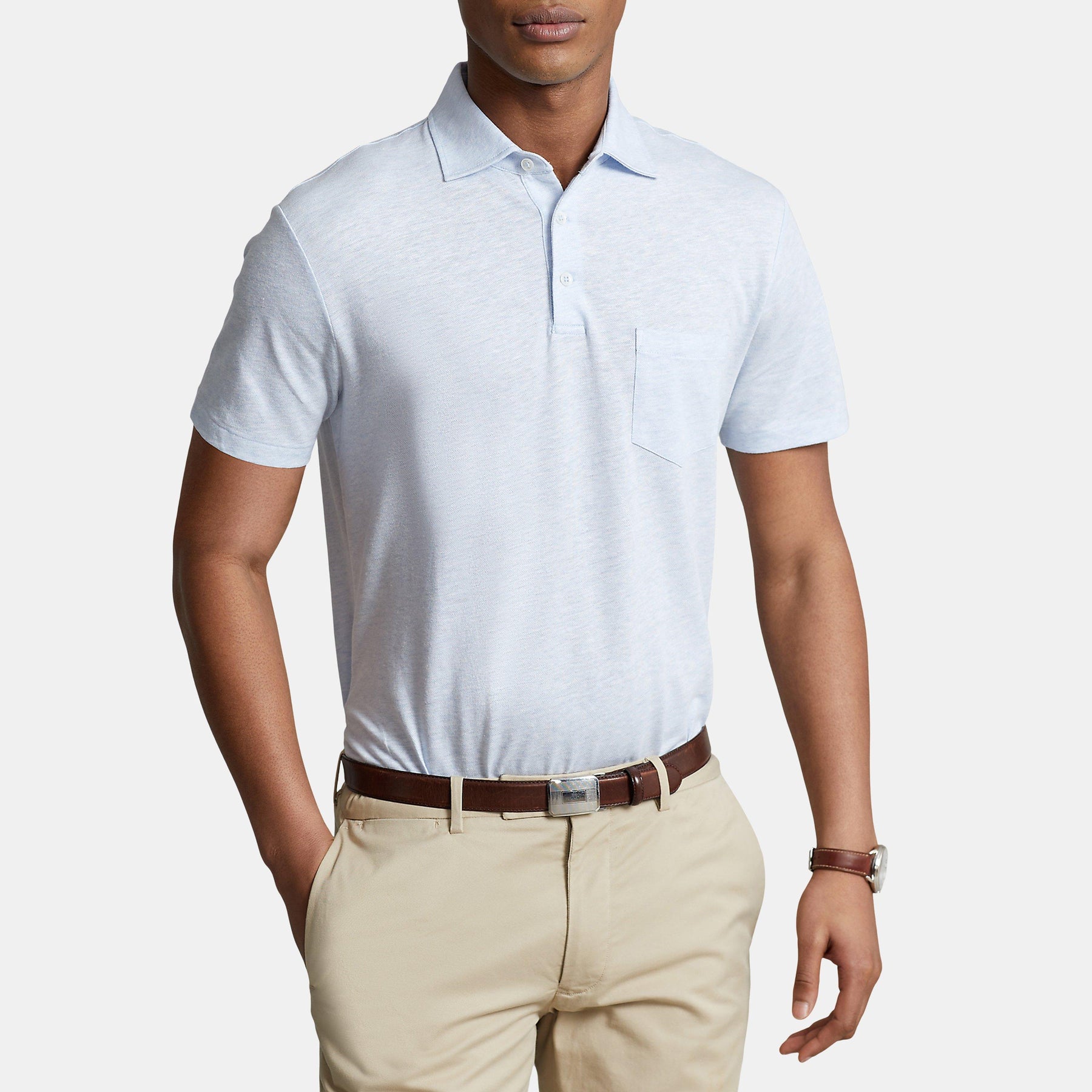 Cotton Linen Short Sleeve Polo Shirt