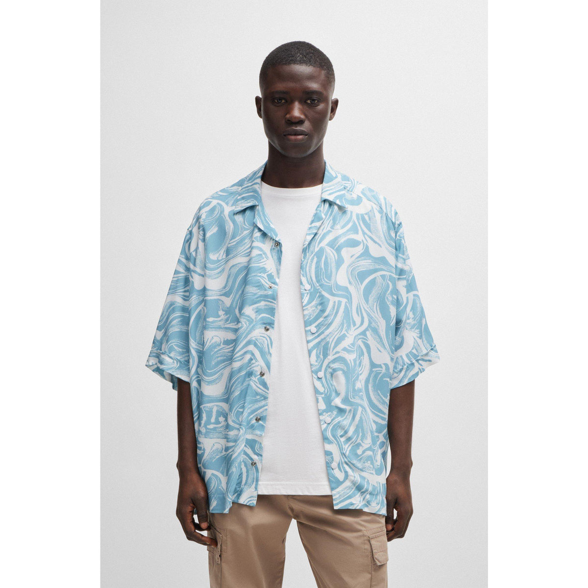 Men's Lapis 3 Patterned Short-Sleeve Shirt