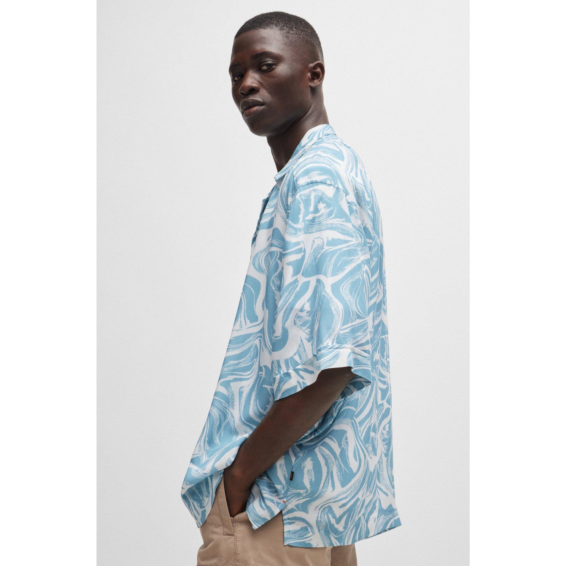 Men's Lapis 3 Patterned Short-Sleeve Shirt