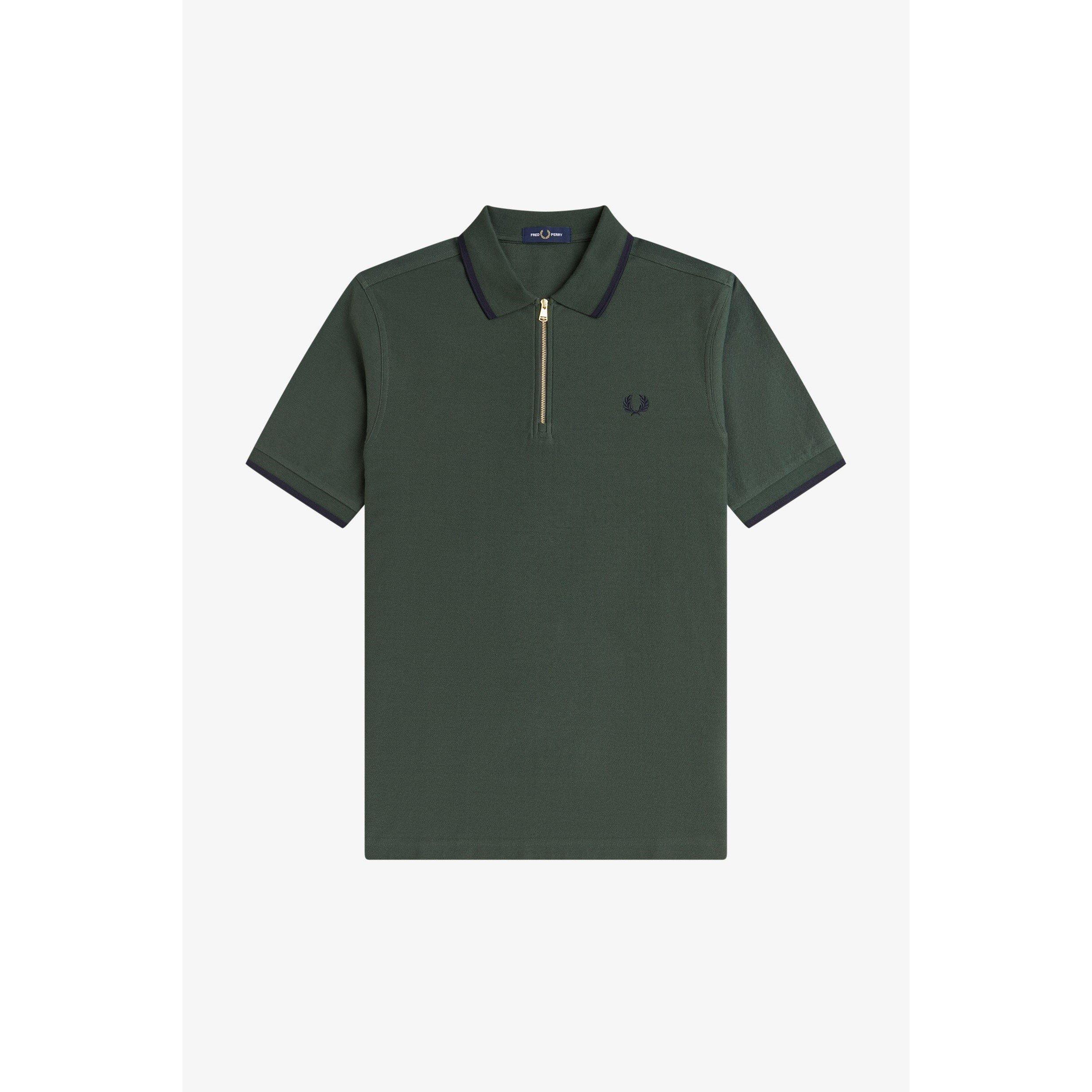 Crepe Zipped Short-Sleeve Polo Shirt